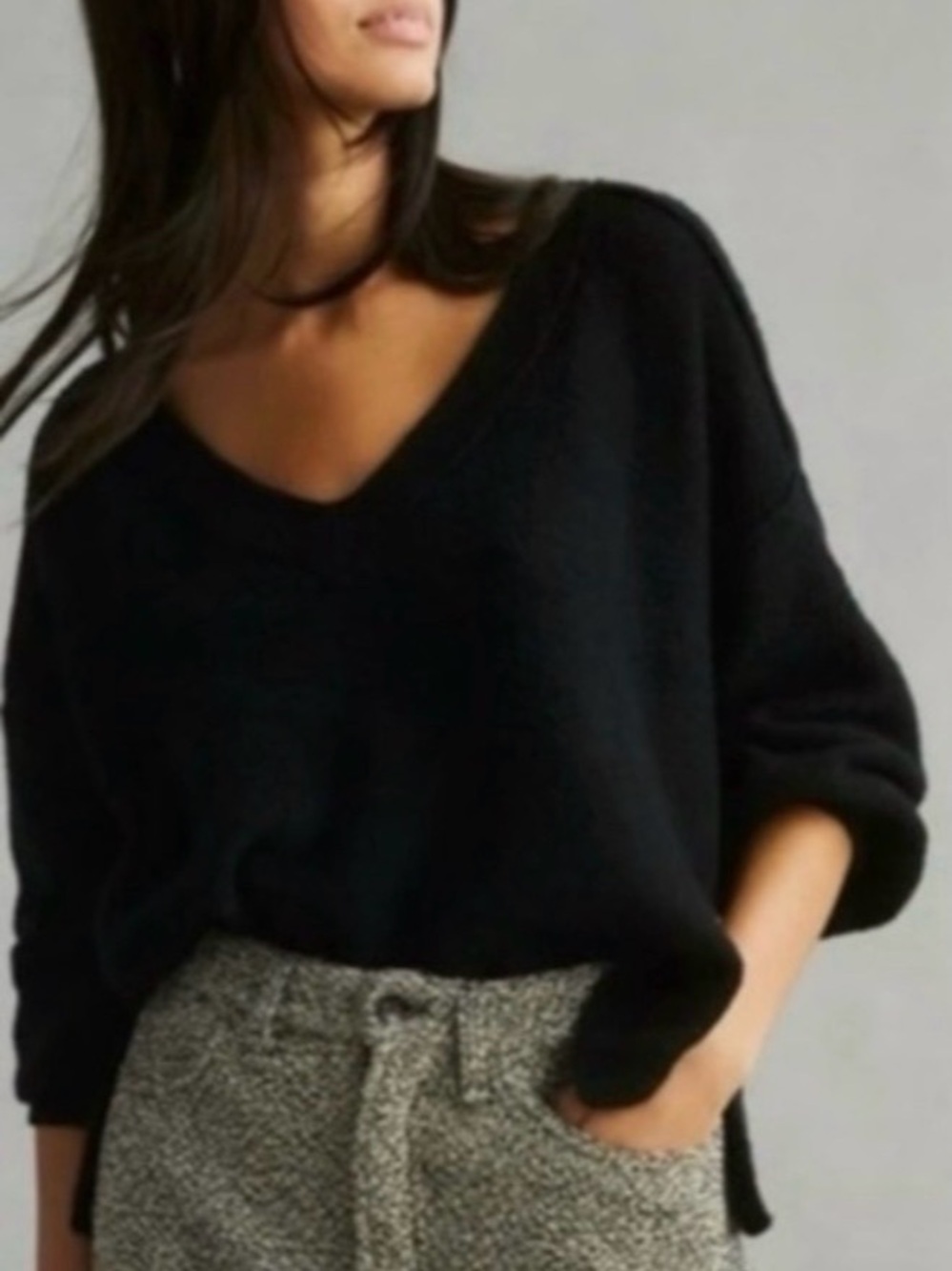 ANTHROPOLOGIE Pilcro Black V-Neck Sweater